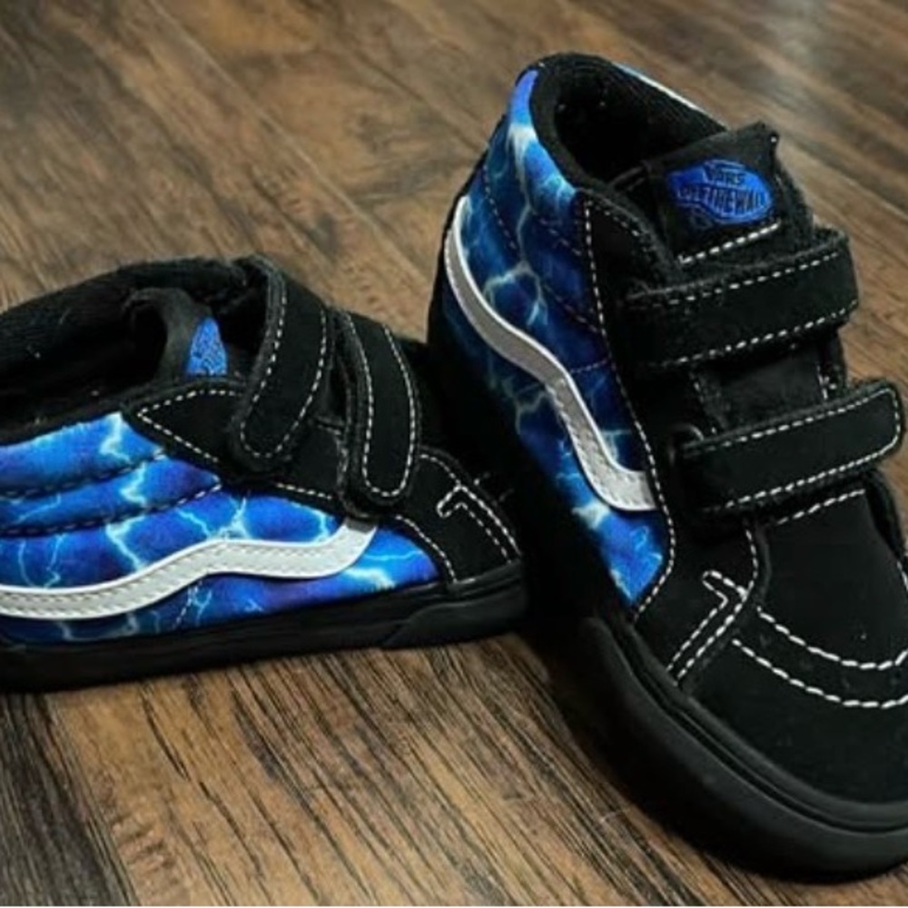 Vans Kids Black and Blue High-Top Sneakers